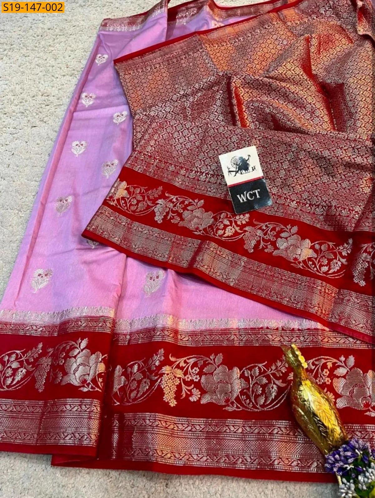 Pink Banarasi Soft Raw Mango silk saree