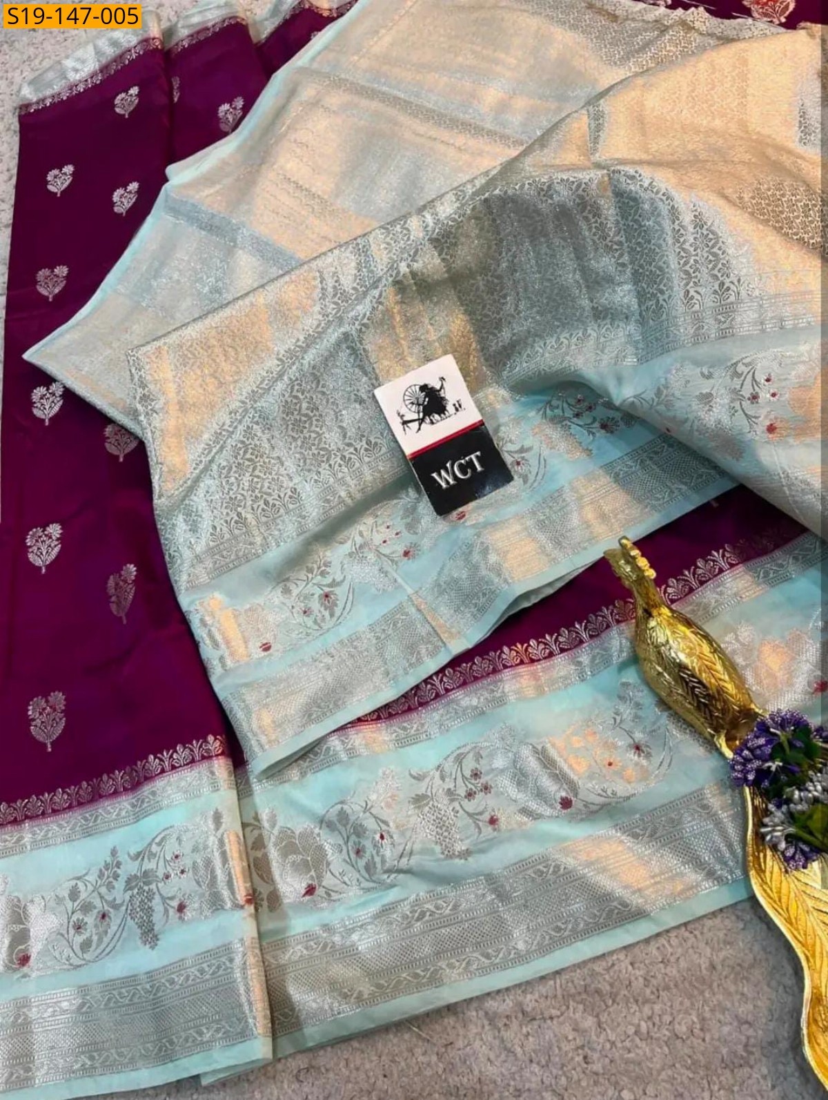 Magenta Banarasi Soft Raw Mango silk saree