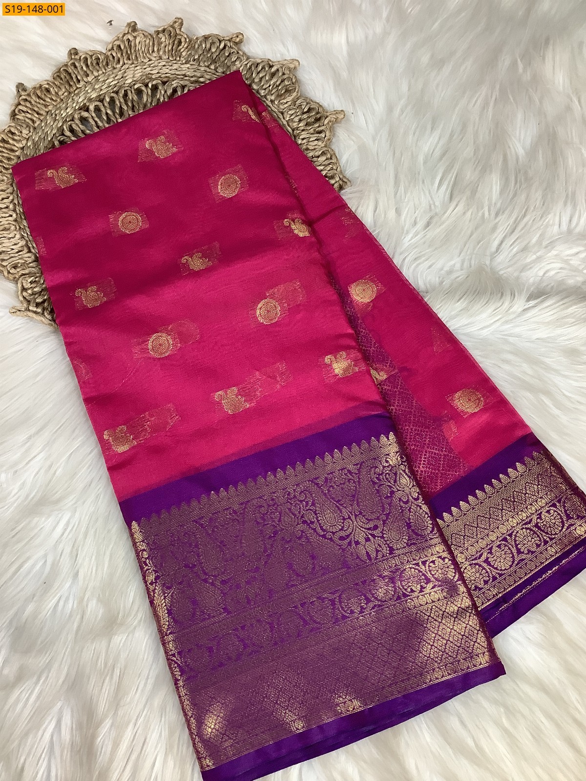 Dark Pink Fancy kanchi Silk banarasi saree