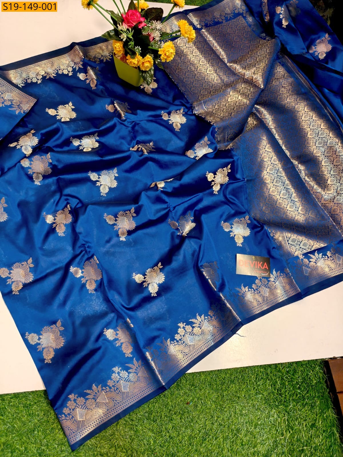 Blue Chiniya Katan Soft Silk Banarasi Saree