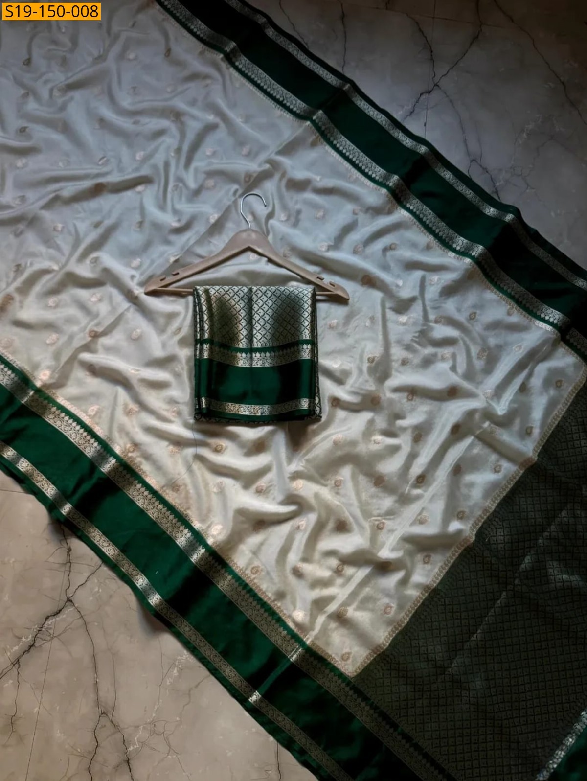 White Banarasi warm soft silk saree