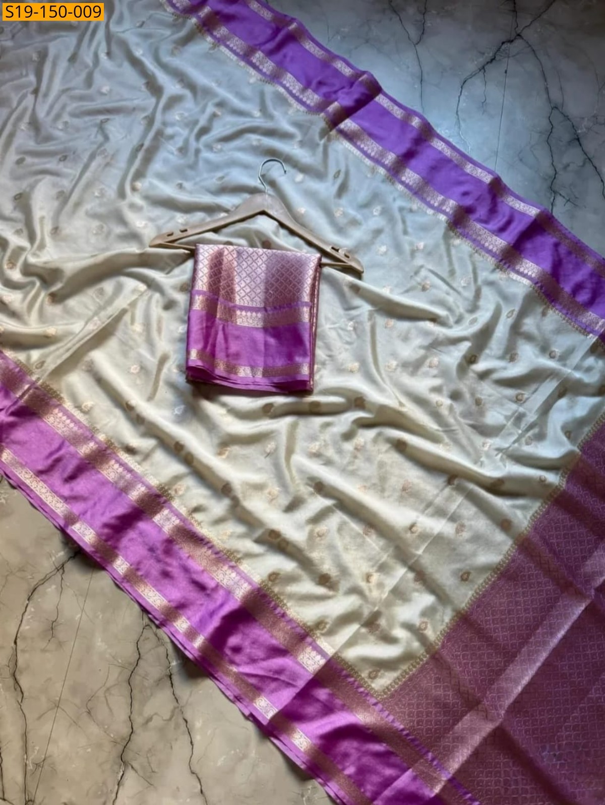 White Banarasi warm soft silk saree