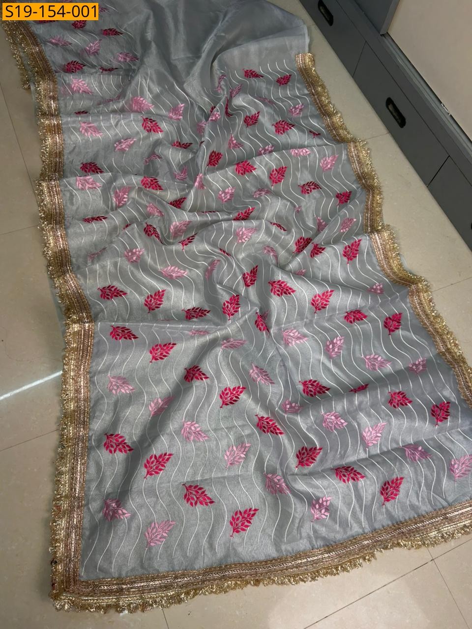 Gray Banarasi  Tissue Silk Saree
