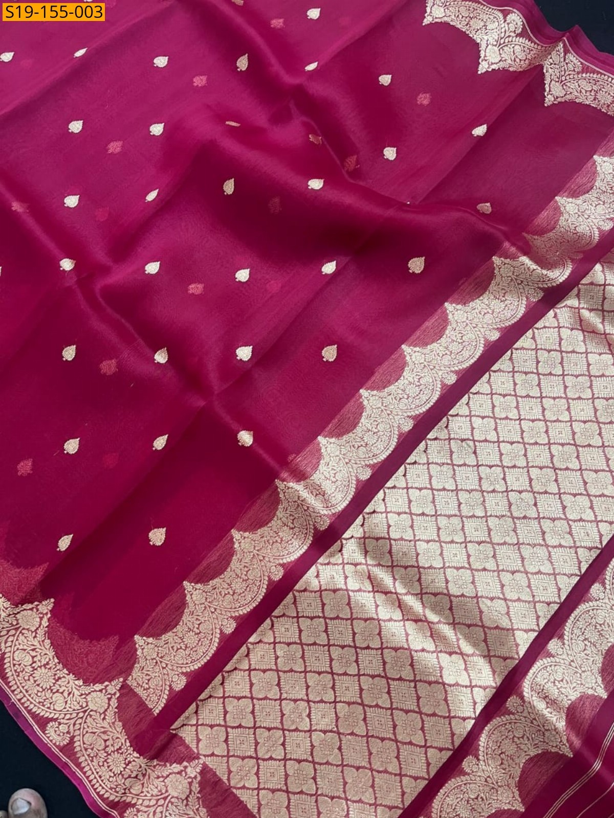 Pink Banarasi kora organza dyeble soft silk saree