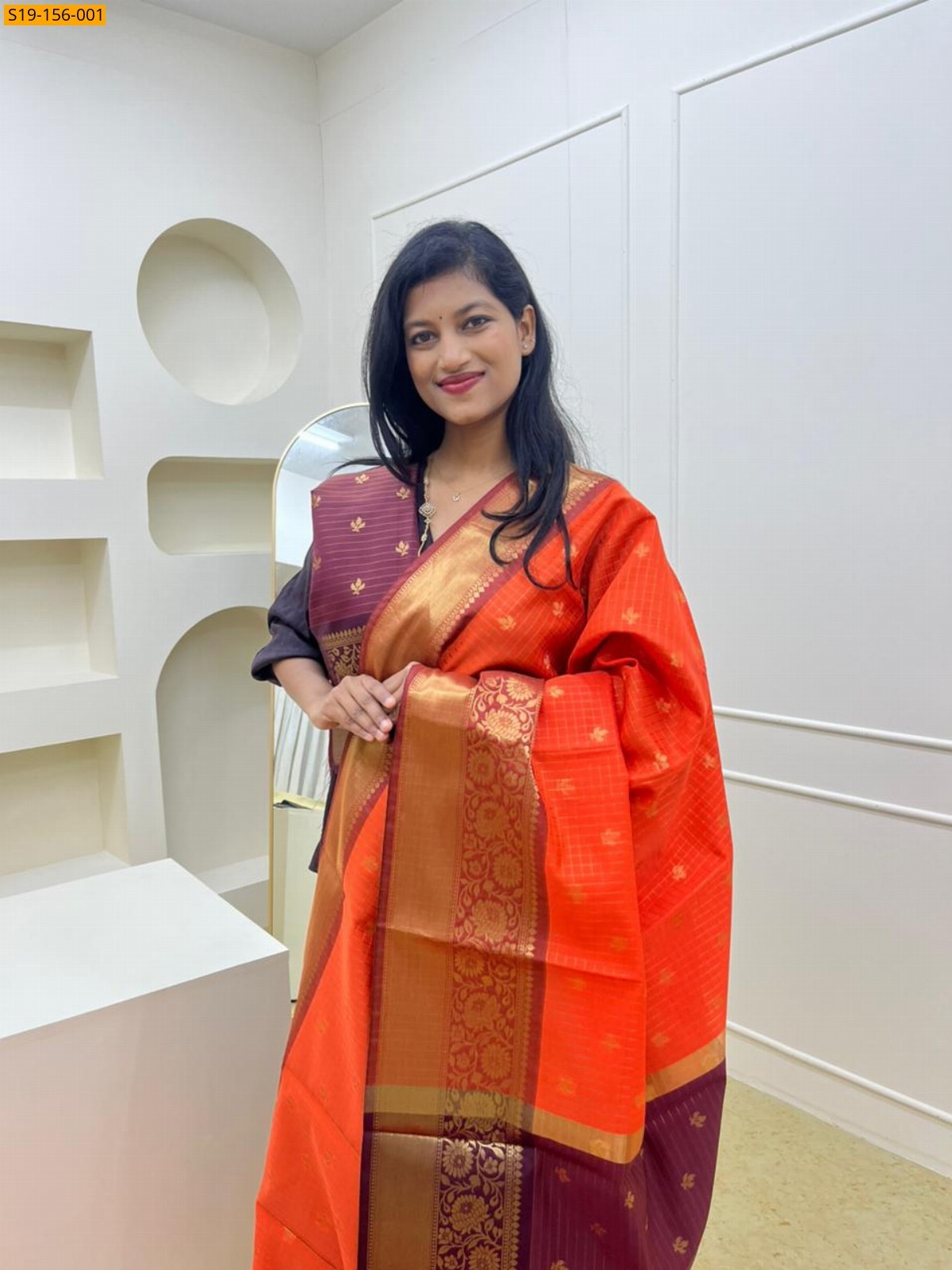 Orange Banarasi katan silk Sarees