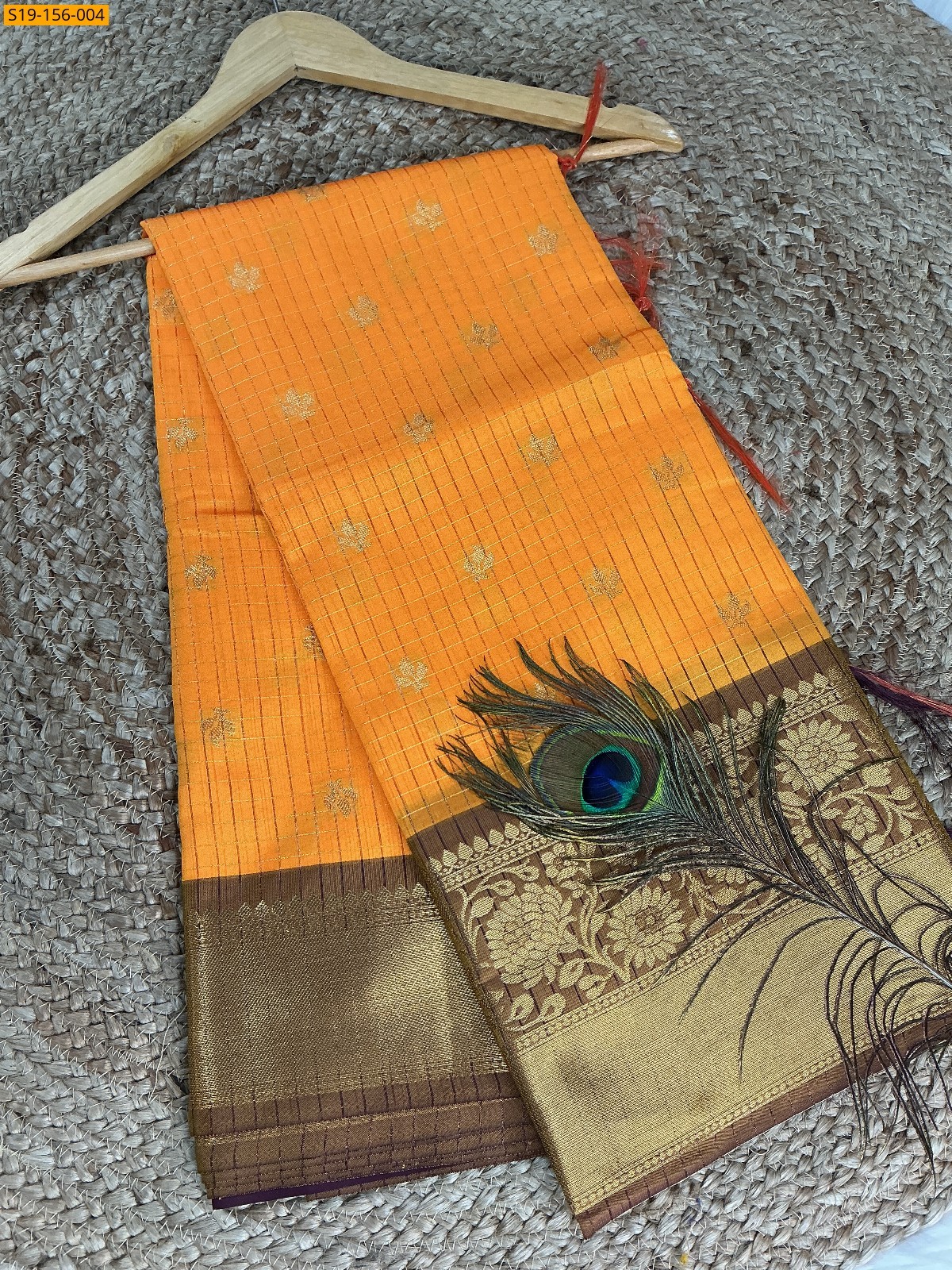Yellow Banarasi katan silk Sarees