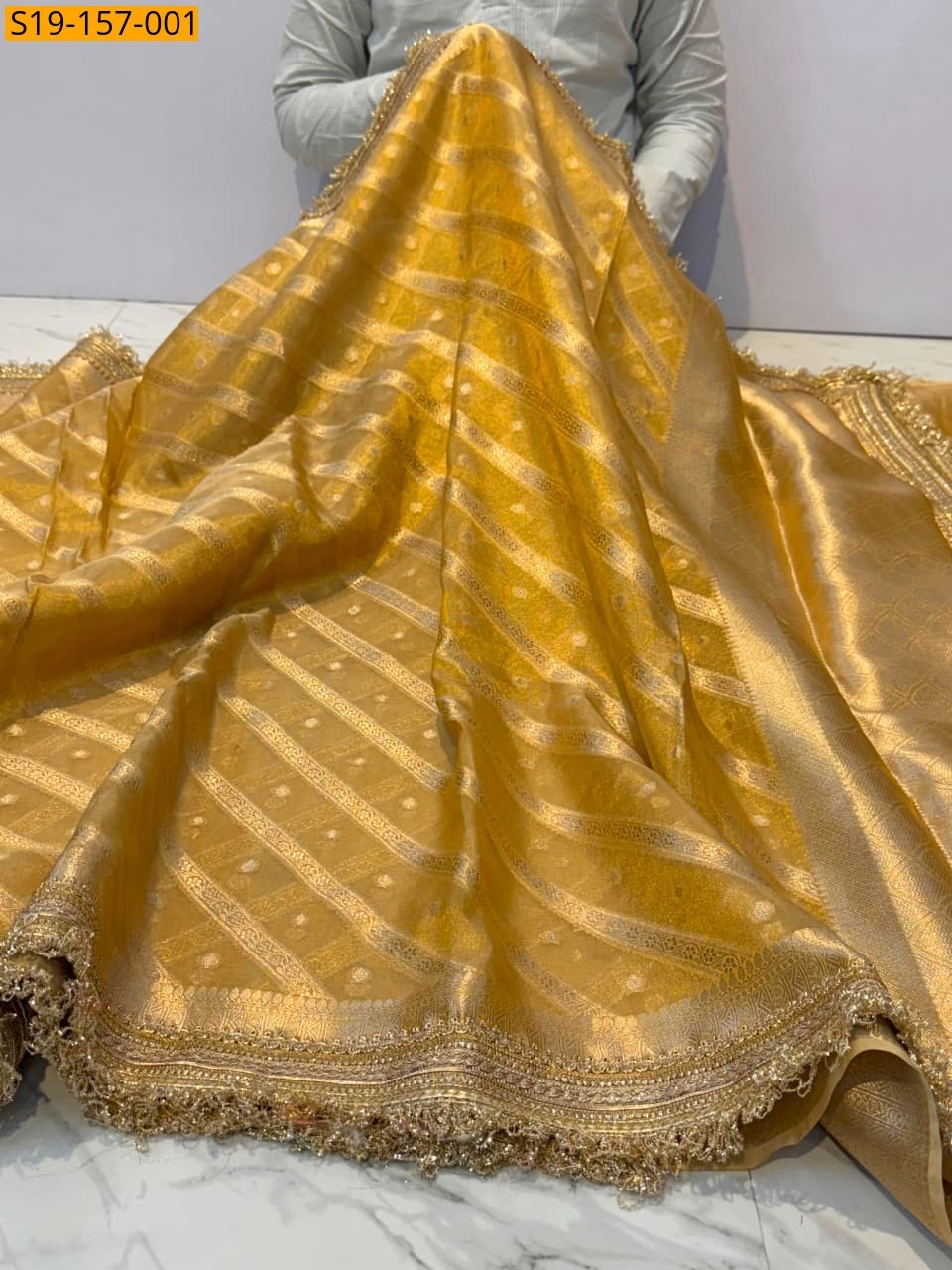 Golden Banarasi Tissue Silk Saree
