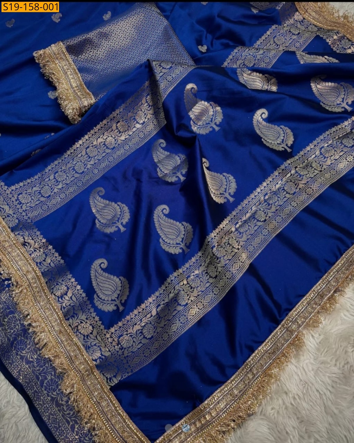 Royal Blue Semi Mashru Katan Silk Saree