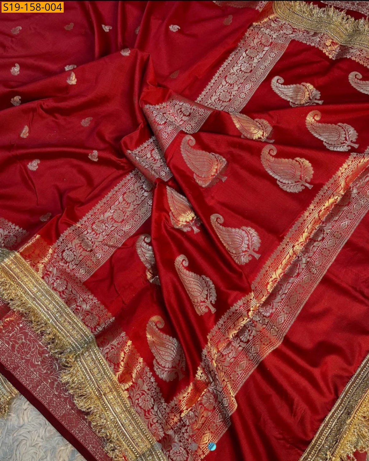 Semi Mashru Katan Silk Saree - Red