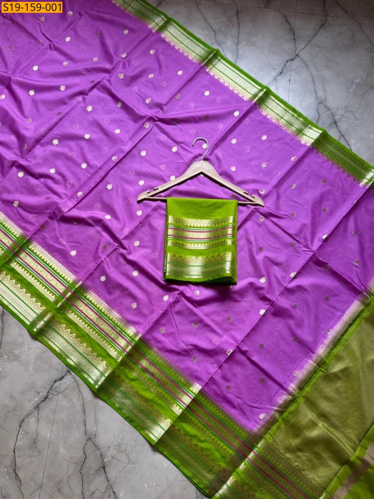 Lavendar Banarasi daibal katan saree