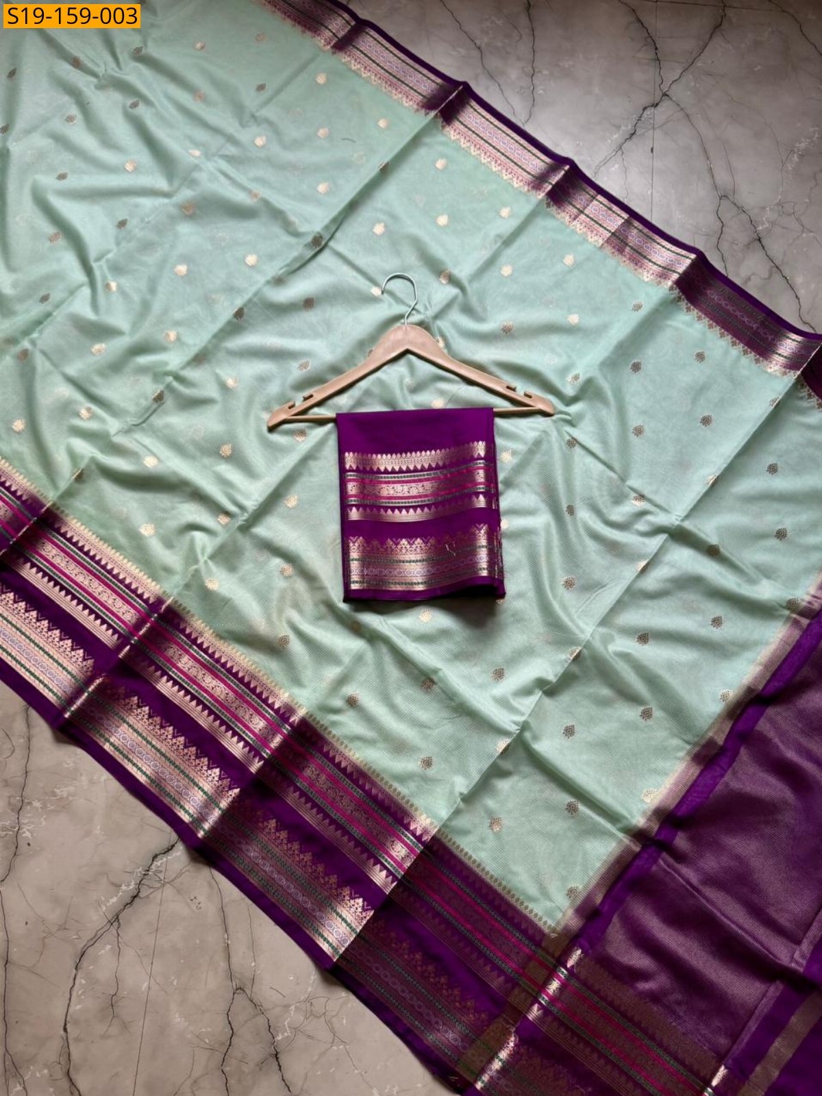 Sea Blue Banarasi daibal katan saree