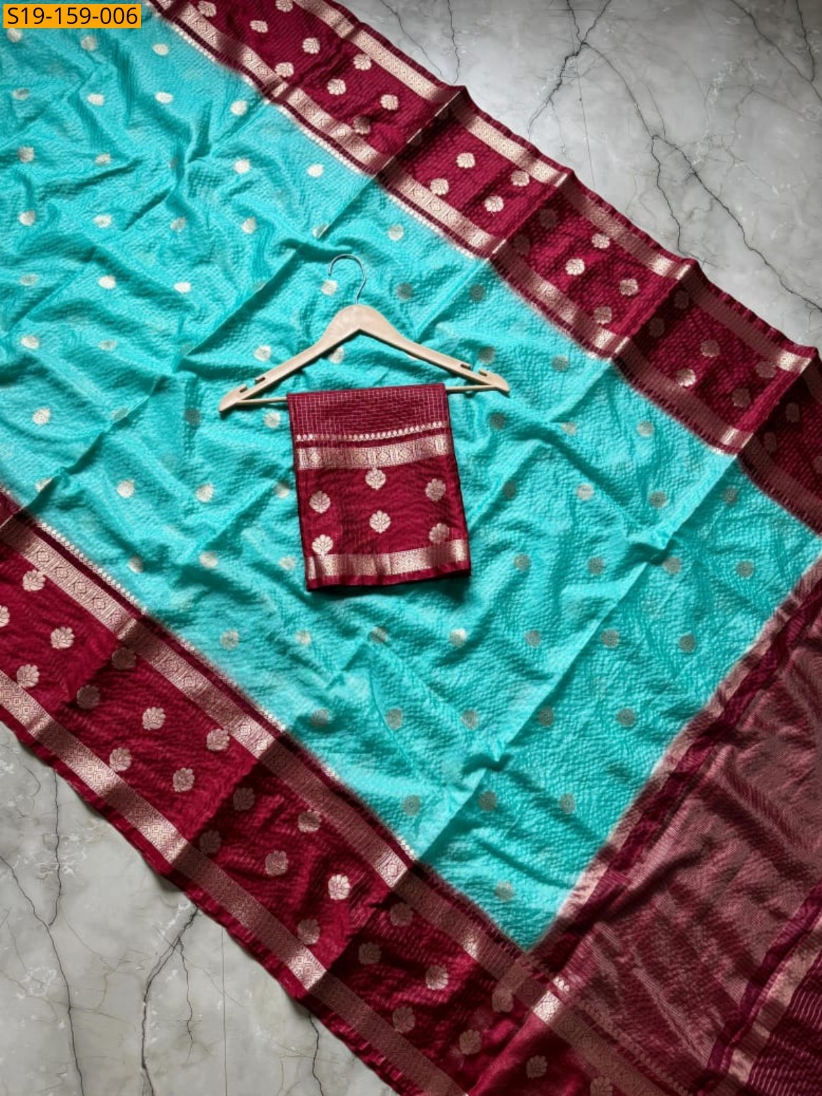 Sky Blue Banarasi daibal katan saree
