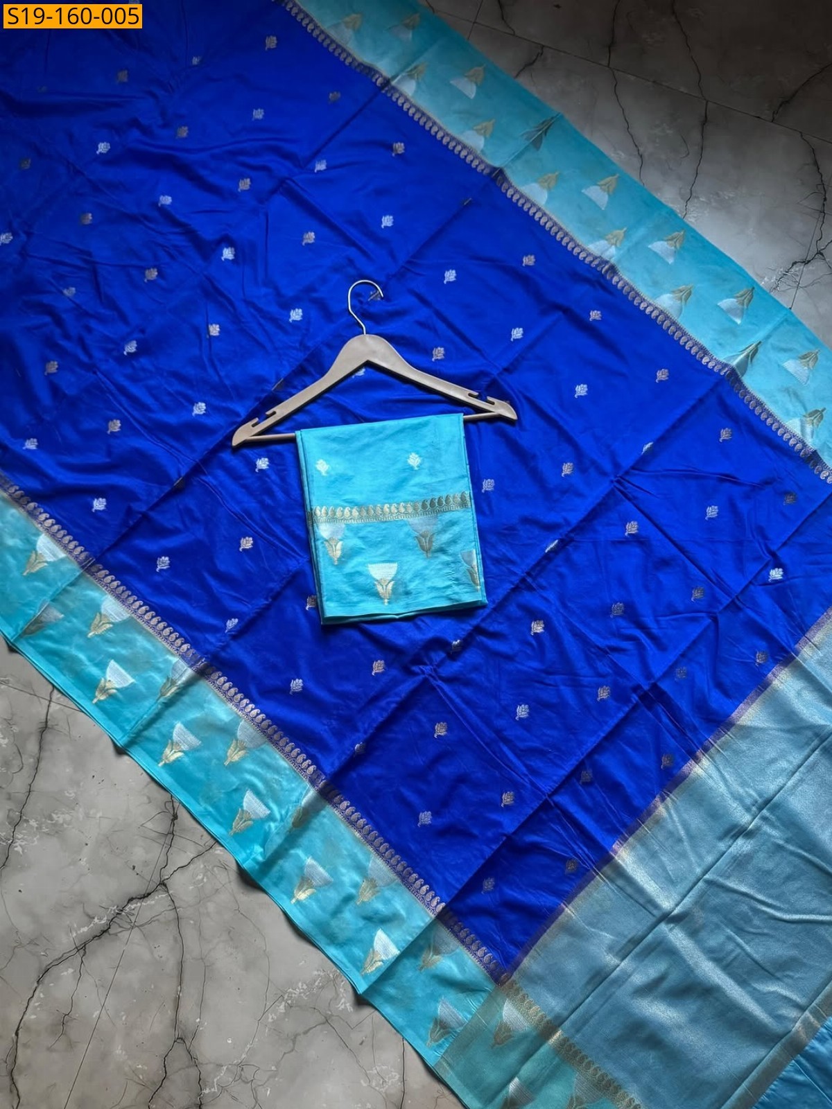 Royal Blue Banarasi semi katan soft silk Saree