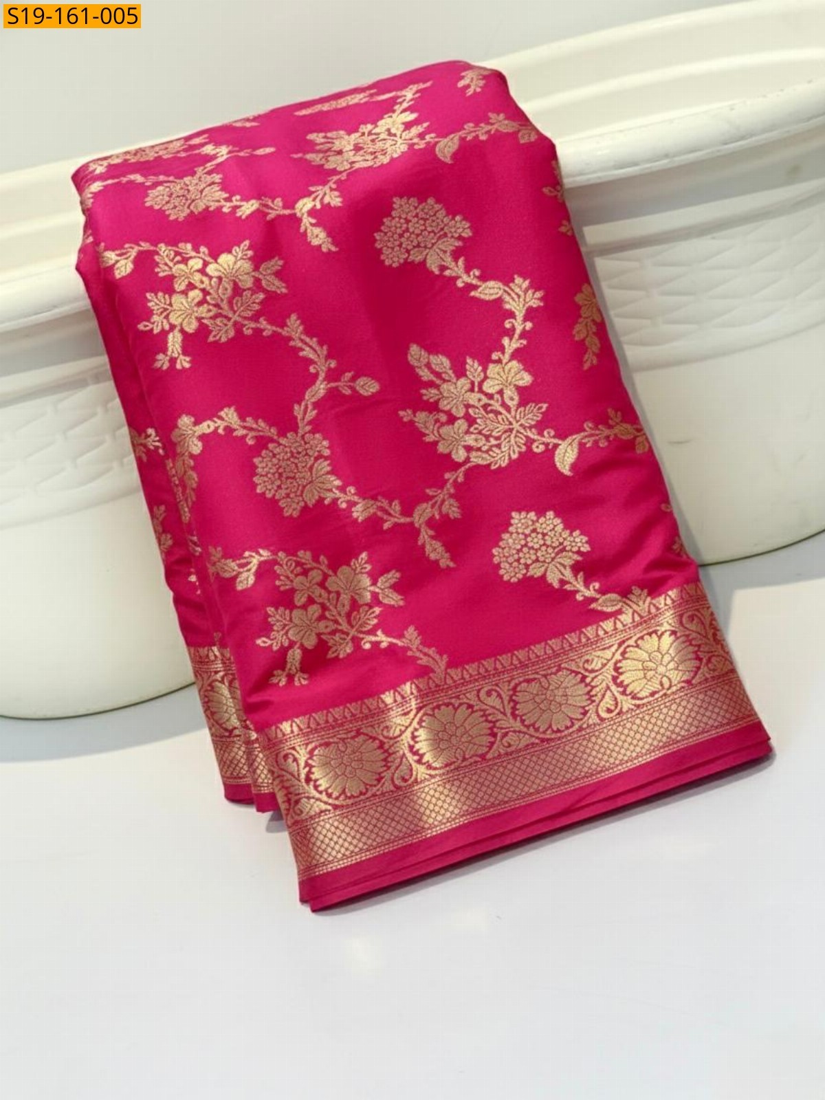 Rani Pink Banarasi katan daibal Saree