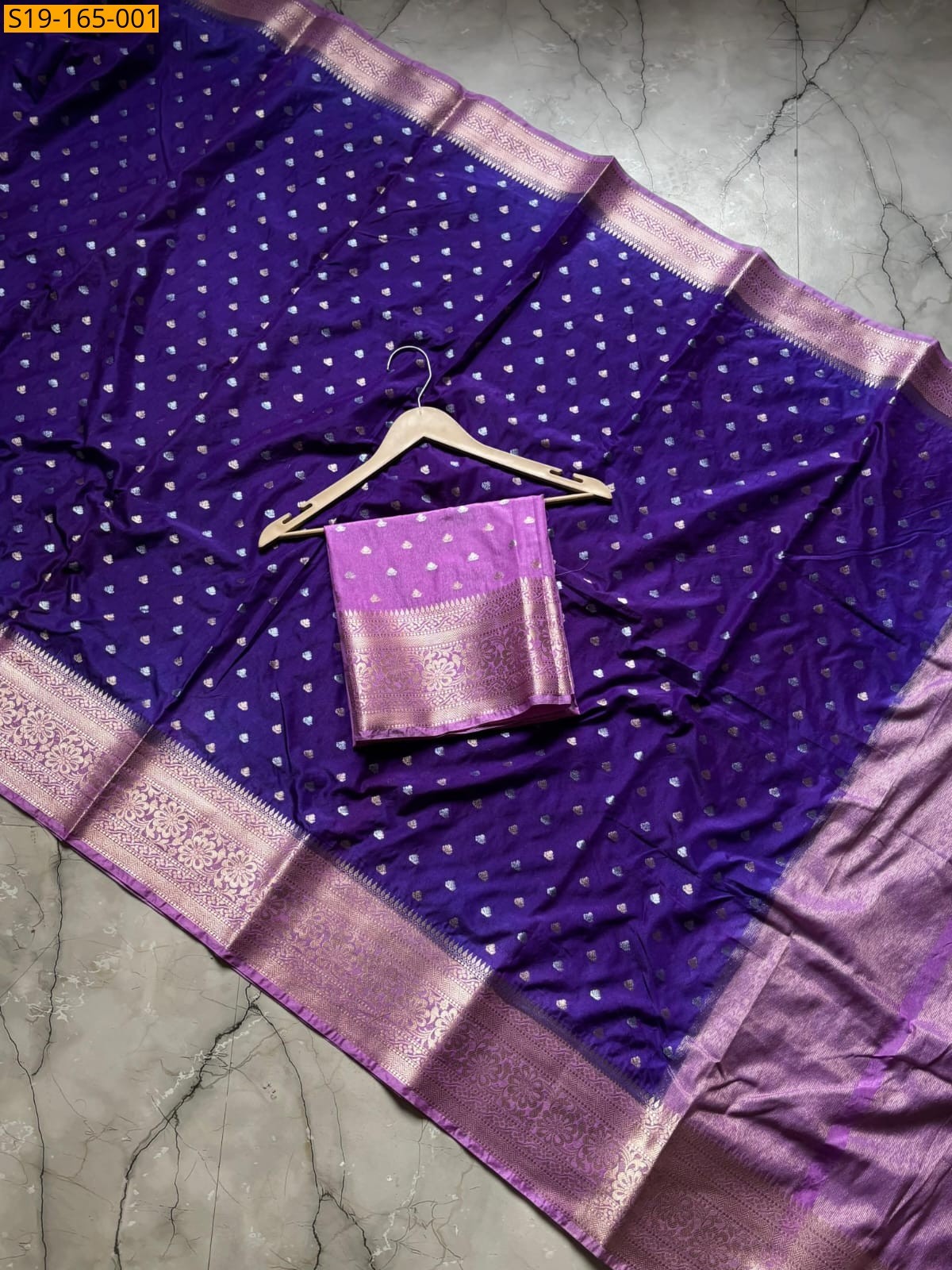 Violet Banarasi Semi Raw Mango Silk Sarees