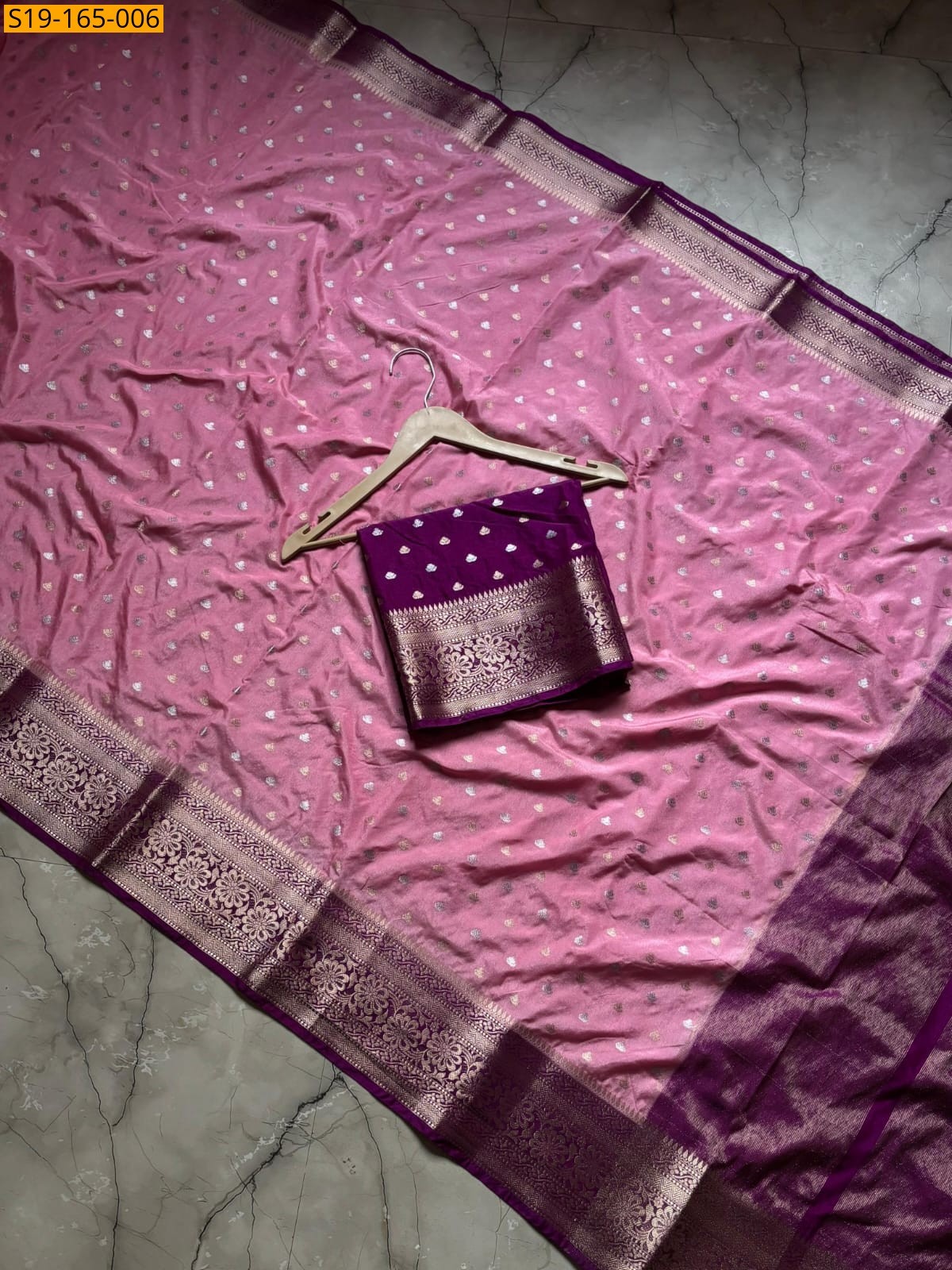 Baby Pink Banarasi Semi Raw Mango Silk Sarees