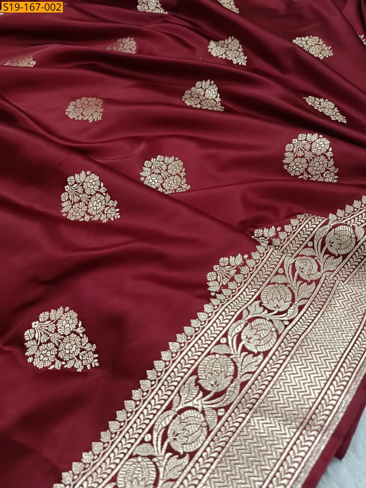 Maroon Banarasi katan daible Warm Silk Saree