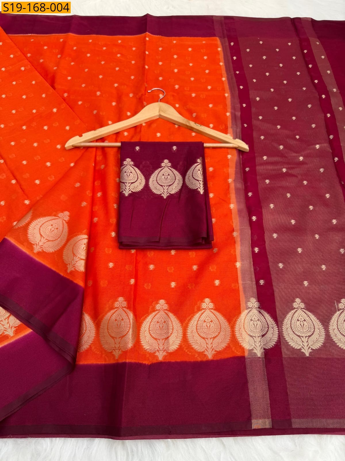 Orange Banarasi Warm soft silk saree