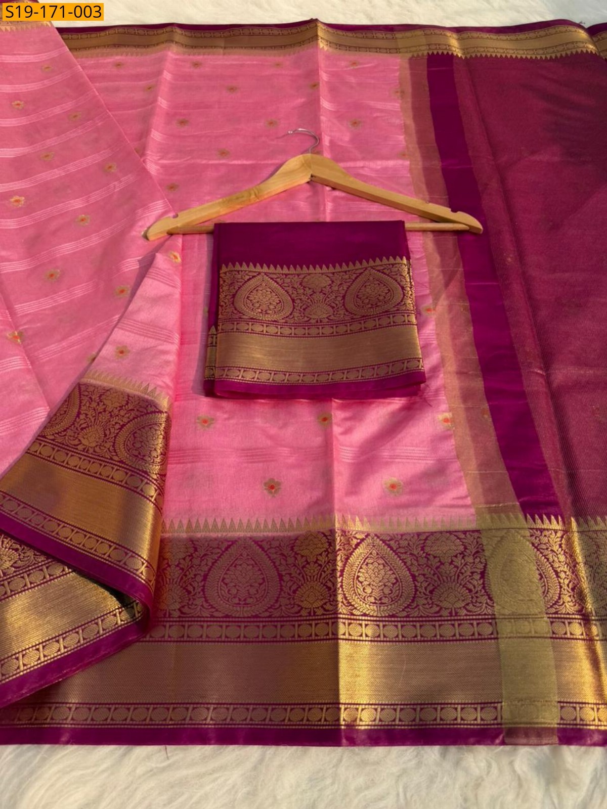 Pink Banarasi Raw Mango Soft Silk Sarees