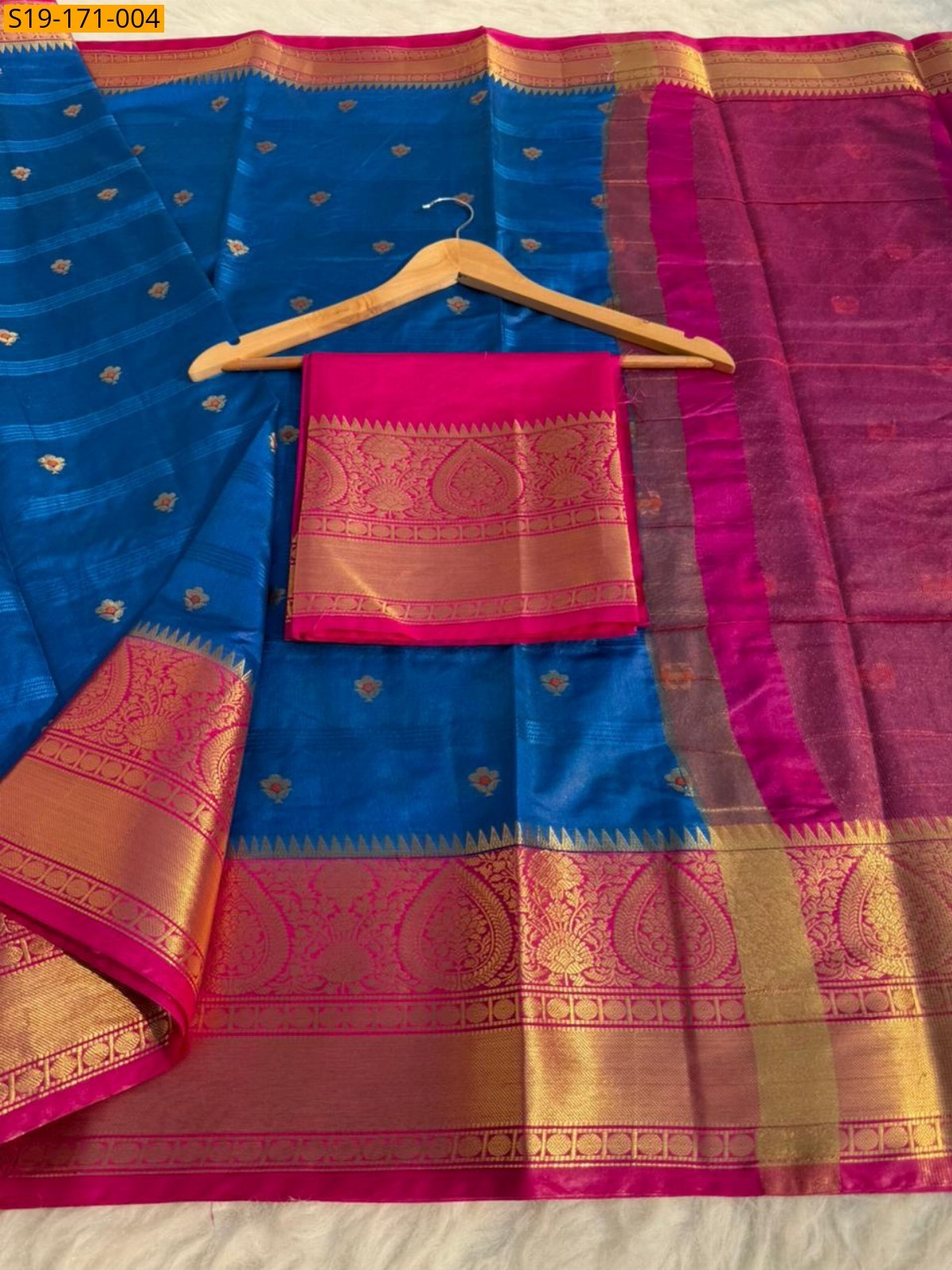Blue Banarasi Raw Mango Soft Silk Sarees