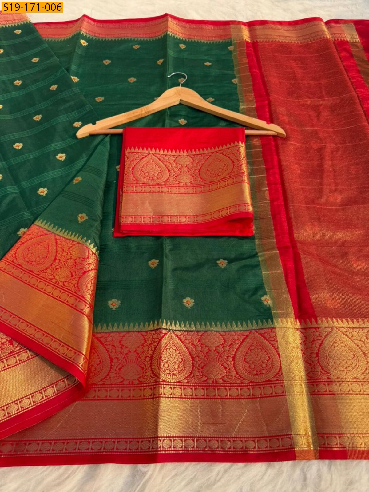 Green Banarasi Raw Mango Soft Silk Sarees