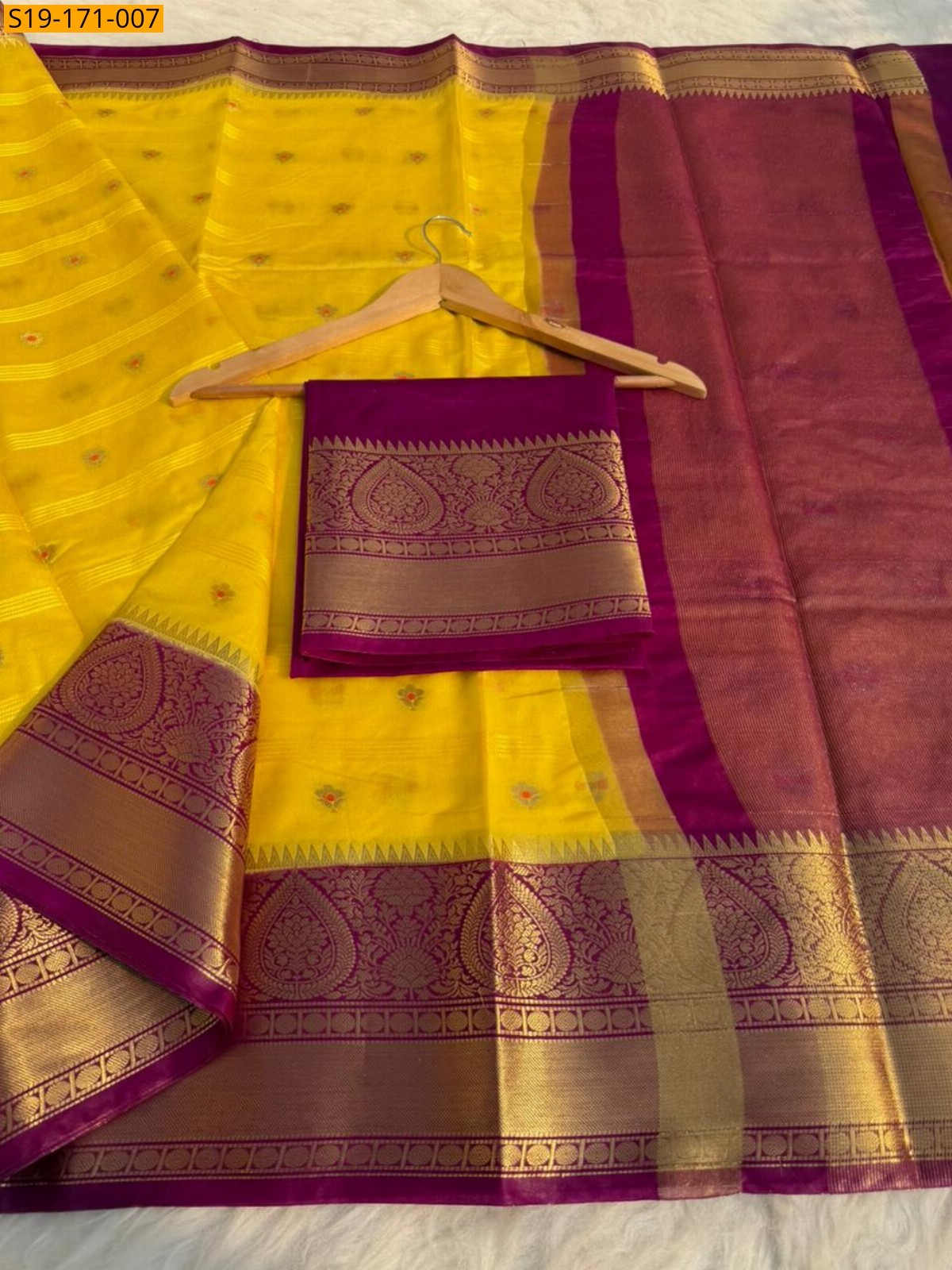 Yellow Banarasi Raw Mango Soft Silk Sarees