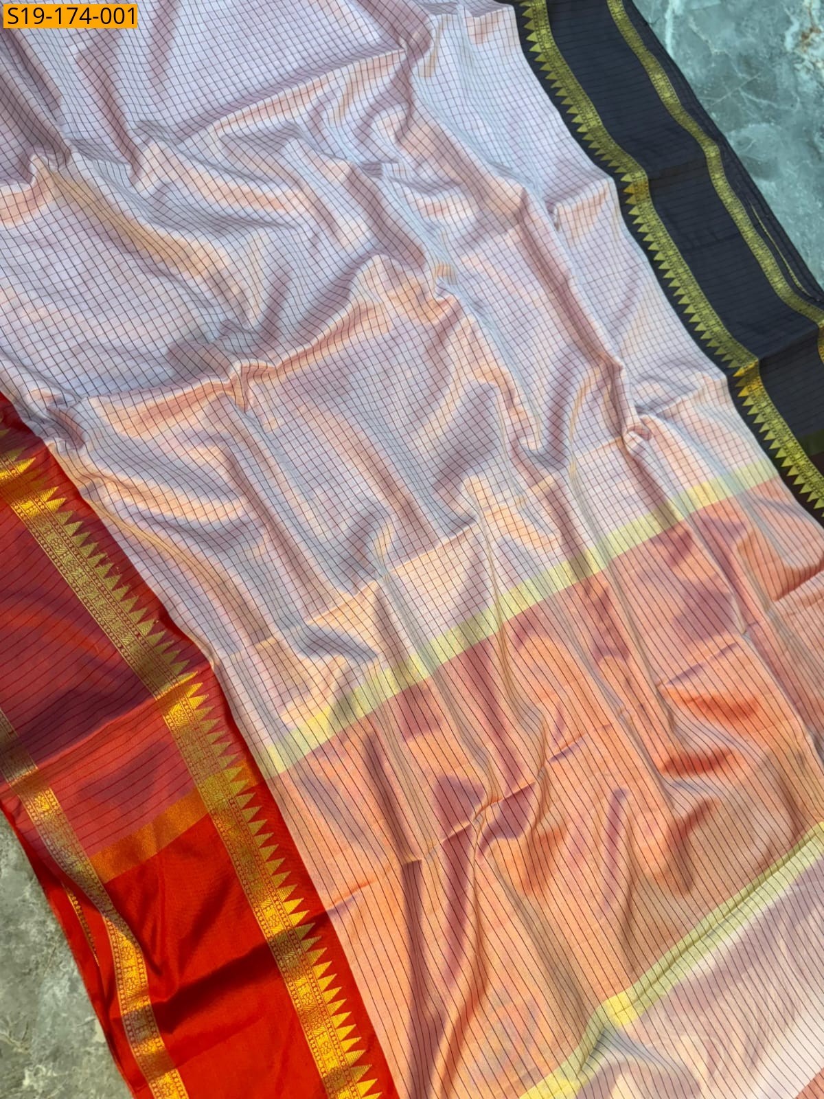 Light Peach Banarasi Semi Katan Silk Saree