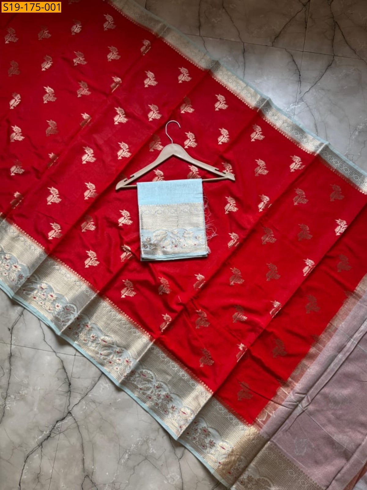 Red Banarsi semi katan silk Saree