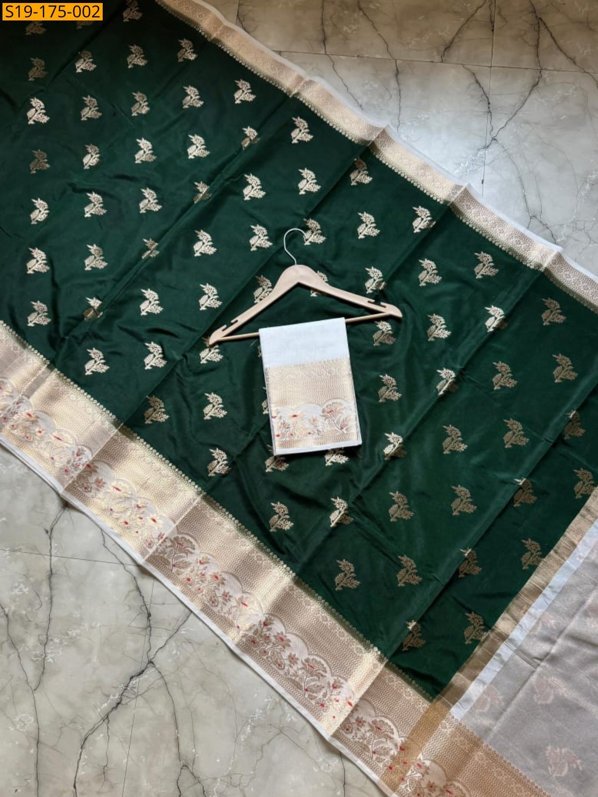 Green Banarsi semi katan silk Saree