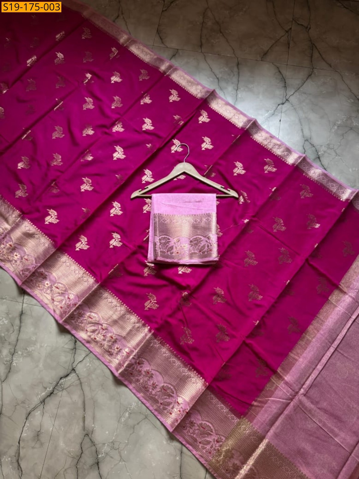 Pink Banarsi semi katan silk Saree