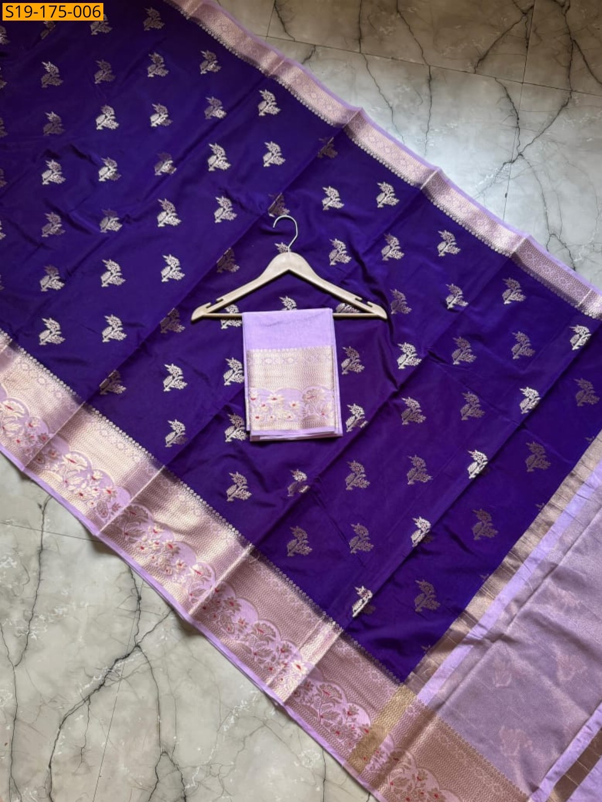Violet Banarsi semi katan silk Saree