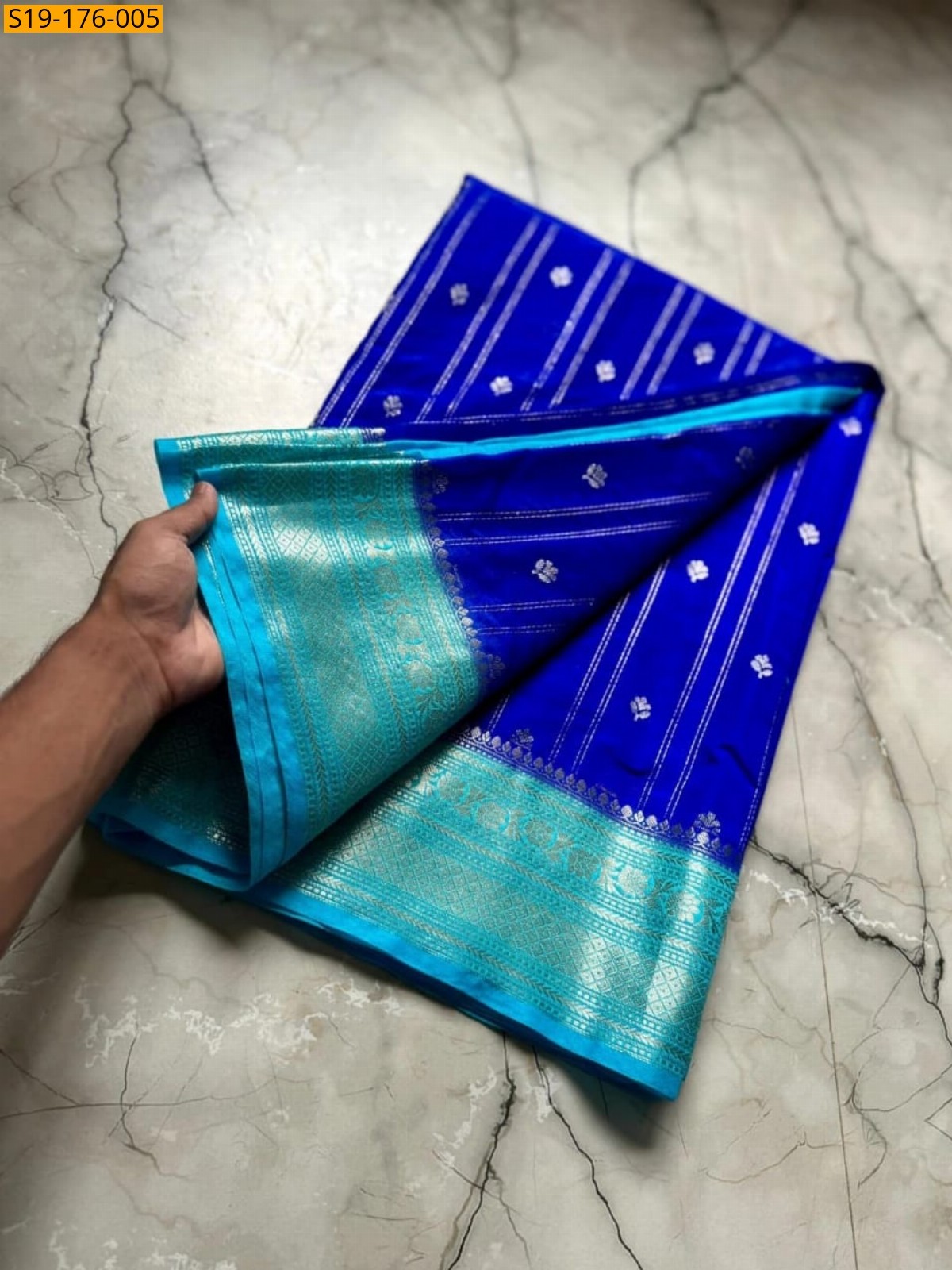 Blue Banarasi Semi chiniya Soft silk Saree
