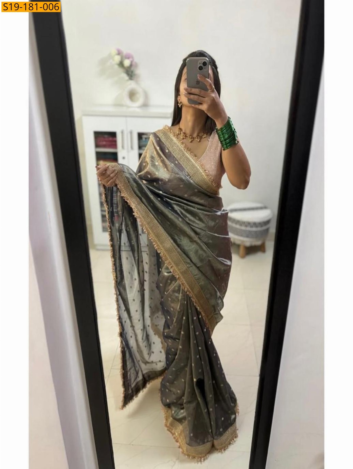 Grey Fancy Banarasi Tissue Saree