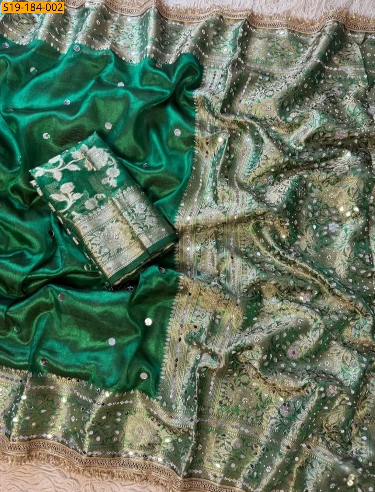 Green Fancy Banarasi Soft Tissue Silk Saree
