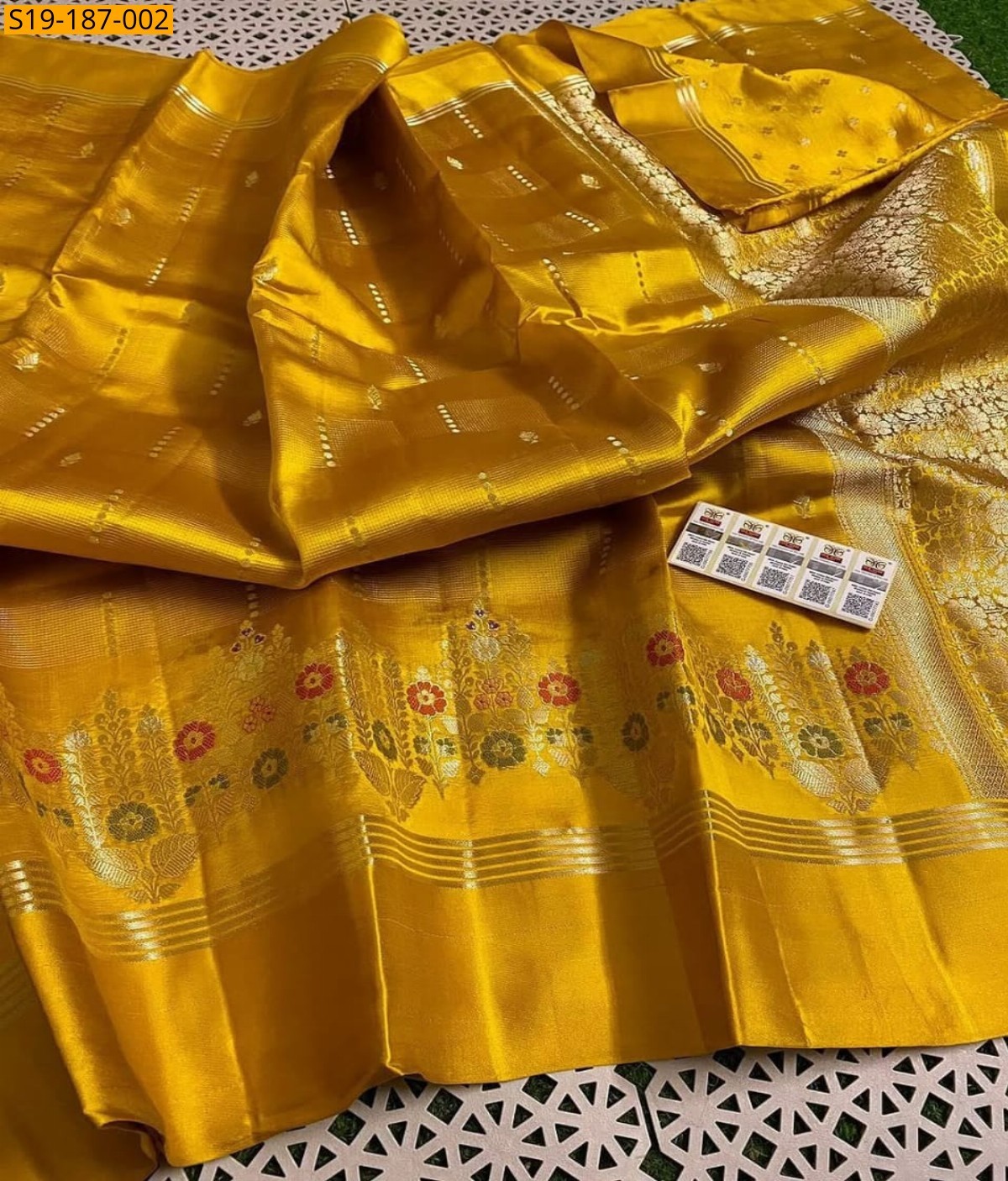 Yellow Fancy Raw Mango SIlk Sarees