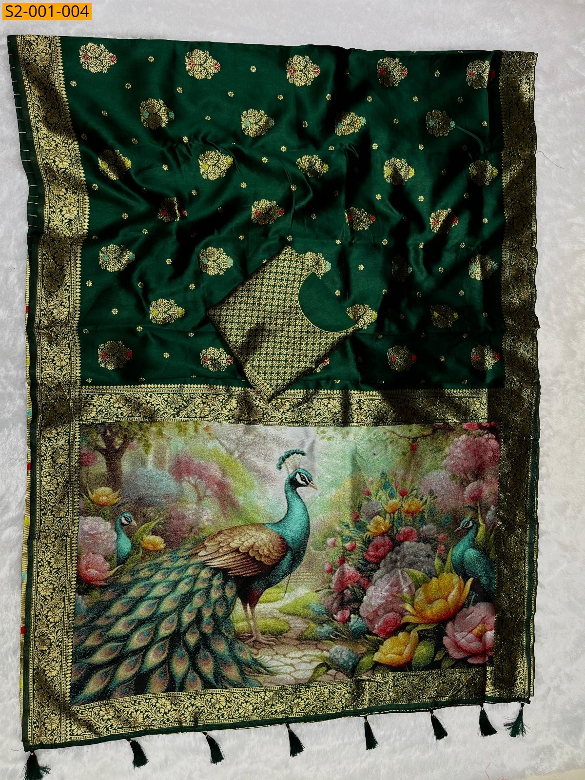 Green Fancy satin silk sarees