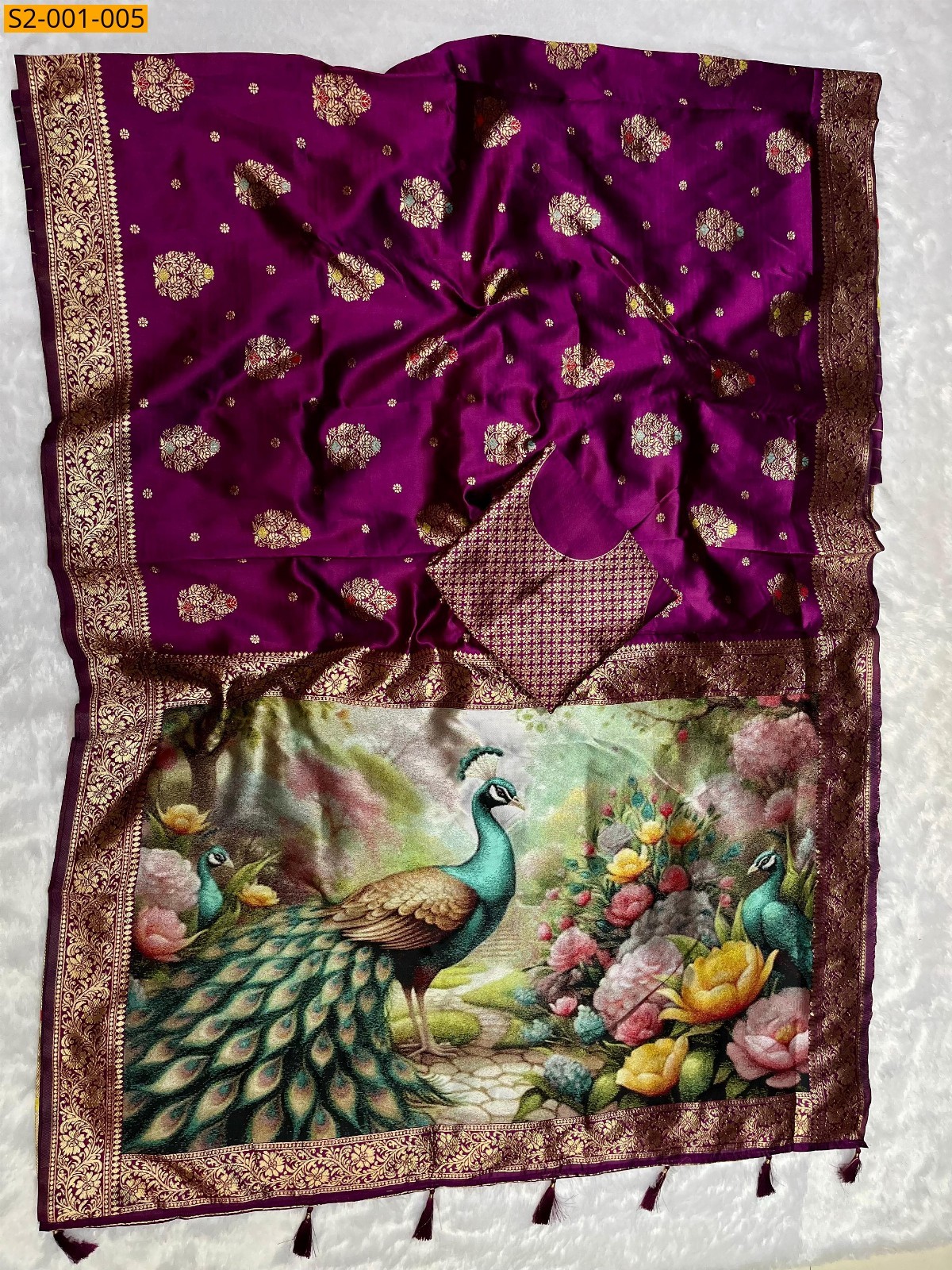 Wine Fancy satin silk sarees