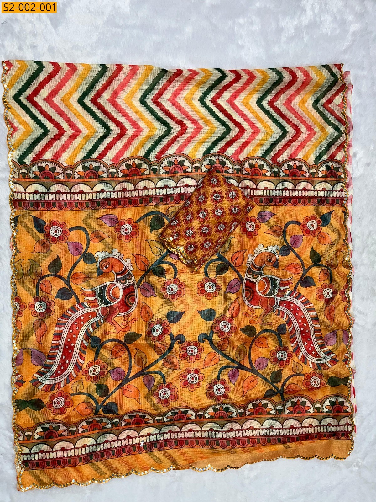 Multi color Fancy soft kalamkari sarees
