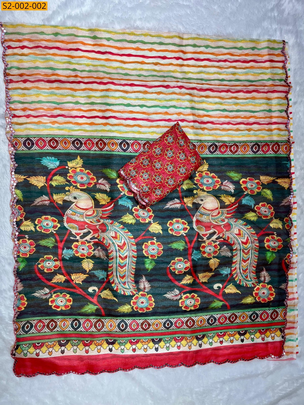 Multi color Fancy soft kalamkari sarees