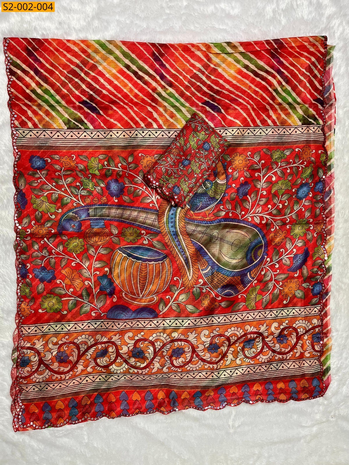Multi color Fancy soft kalamkari sarees