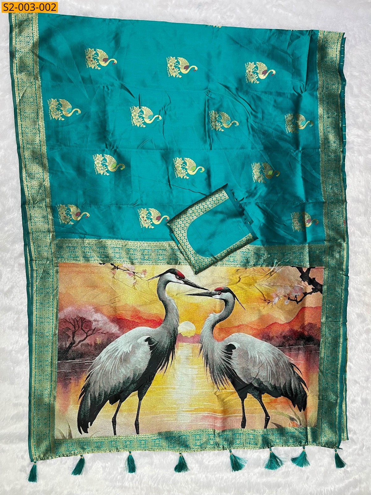 Rama Blue Soft semi satin silk sarees
