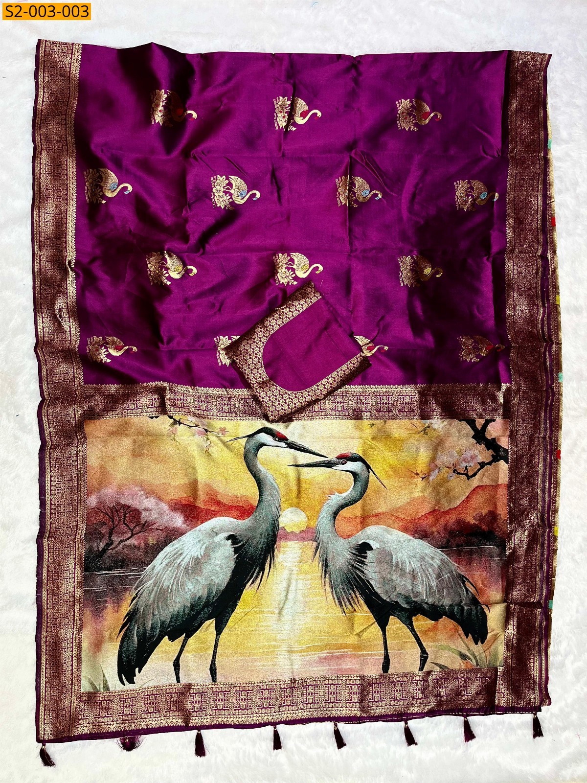 Wine Soft semi satin silk sarees