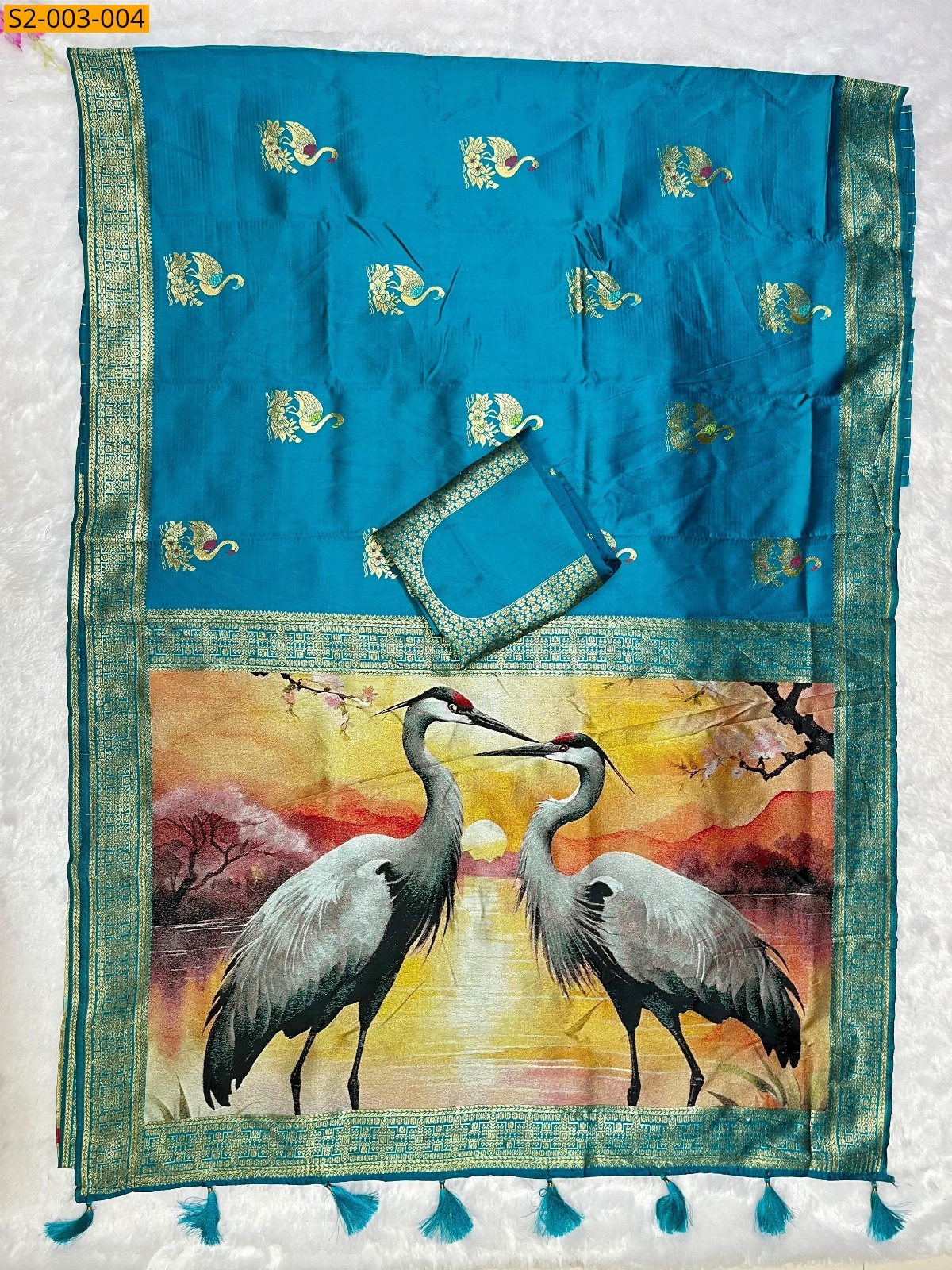 Sky Blue Soft semi satin silk sarees