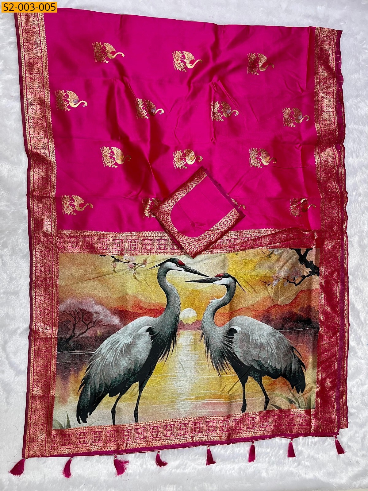 Pink Soft semi satin silk sarees