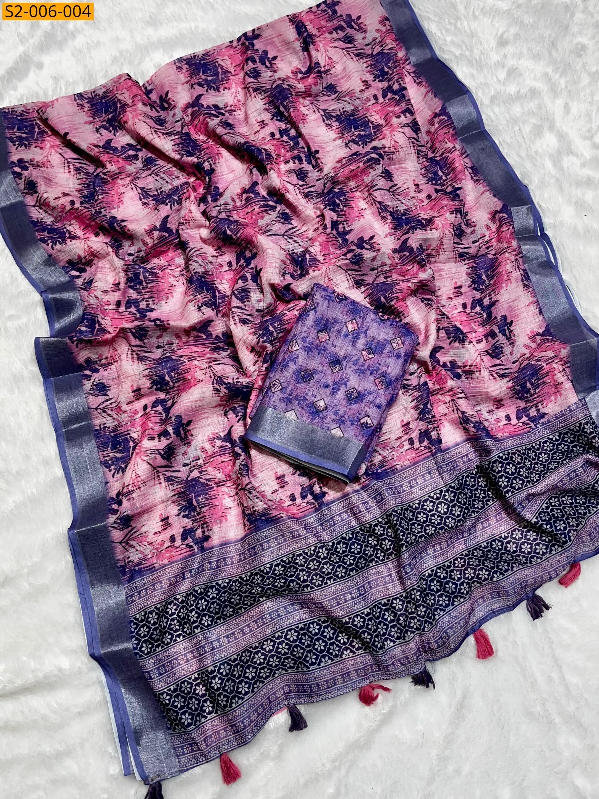 Multi Soft linen cotton saree 