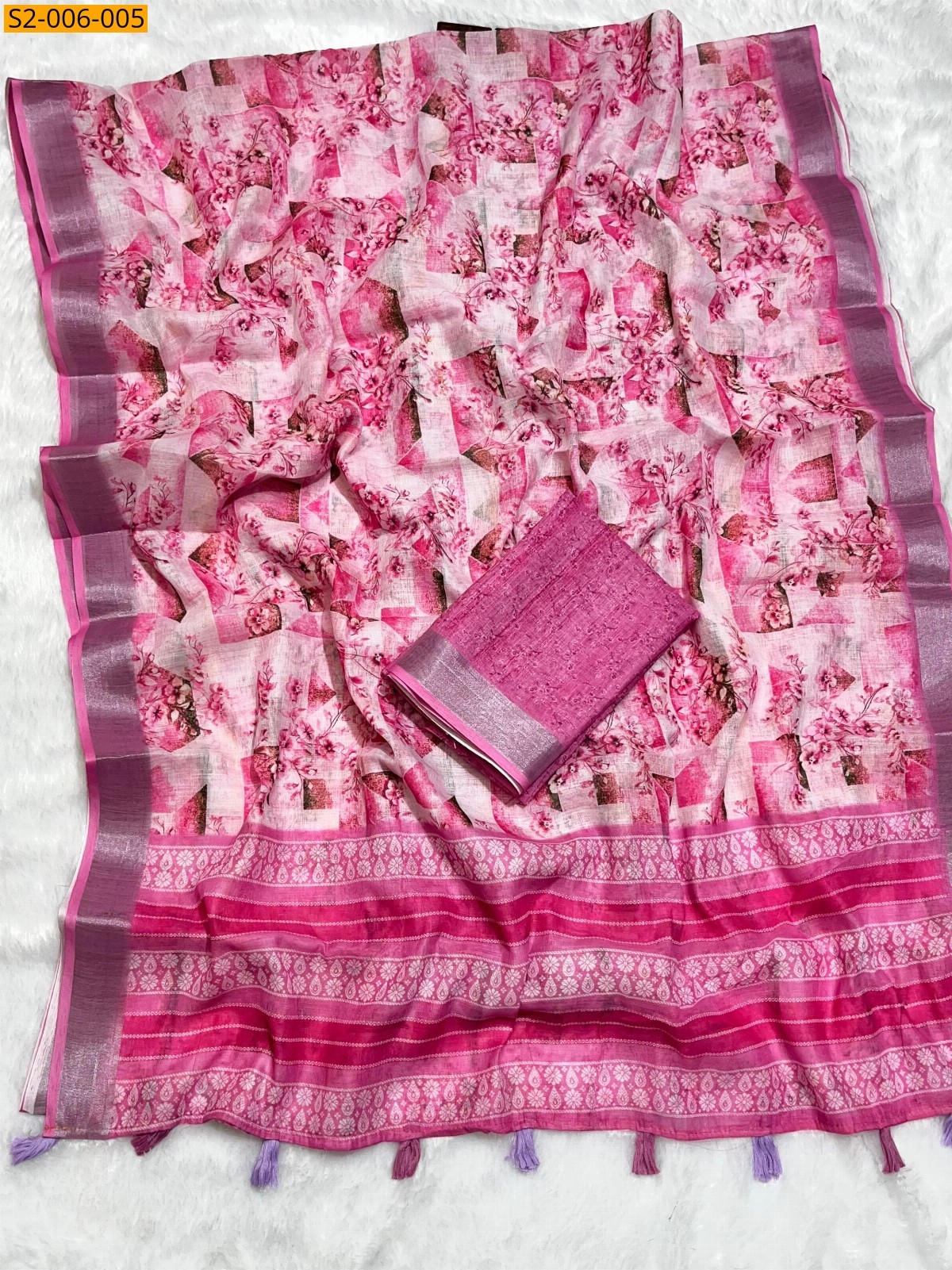 Multi Soft linen cotton saree 