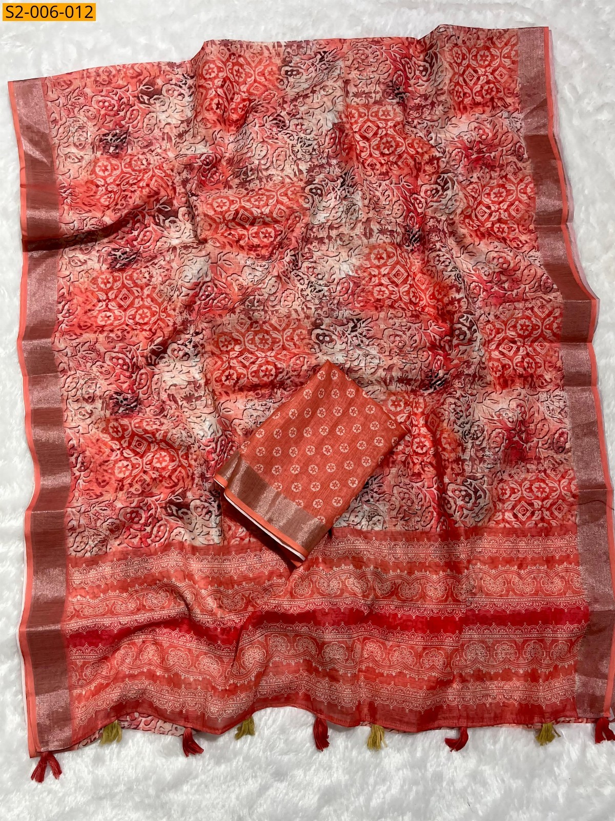 Multi Soft linen cotton saree 