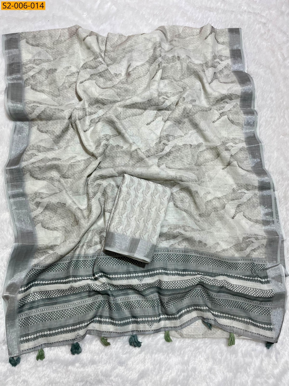 Gray Soft linen cotton saree 