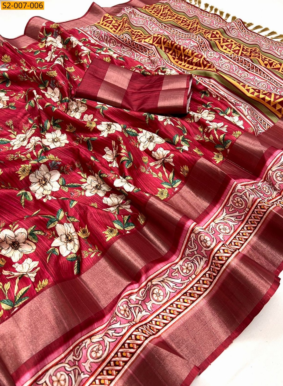 Red Soft tussar silk sarees