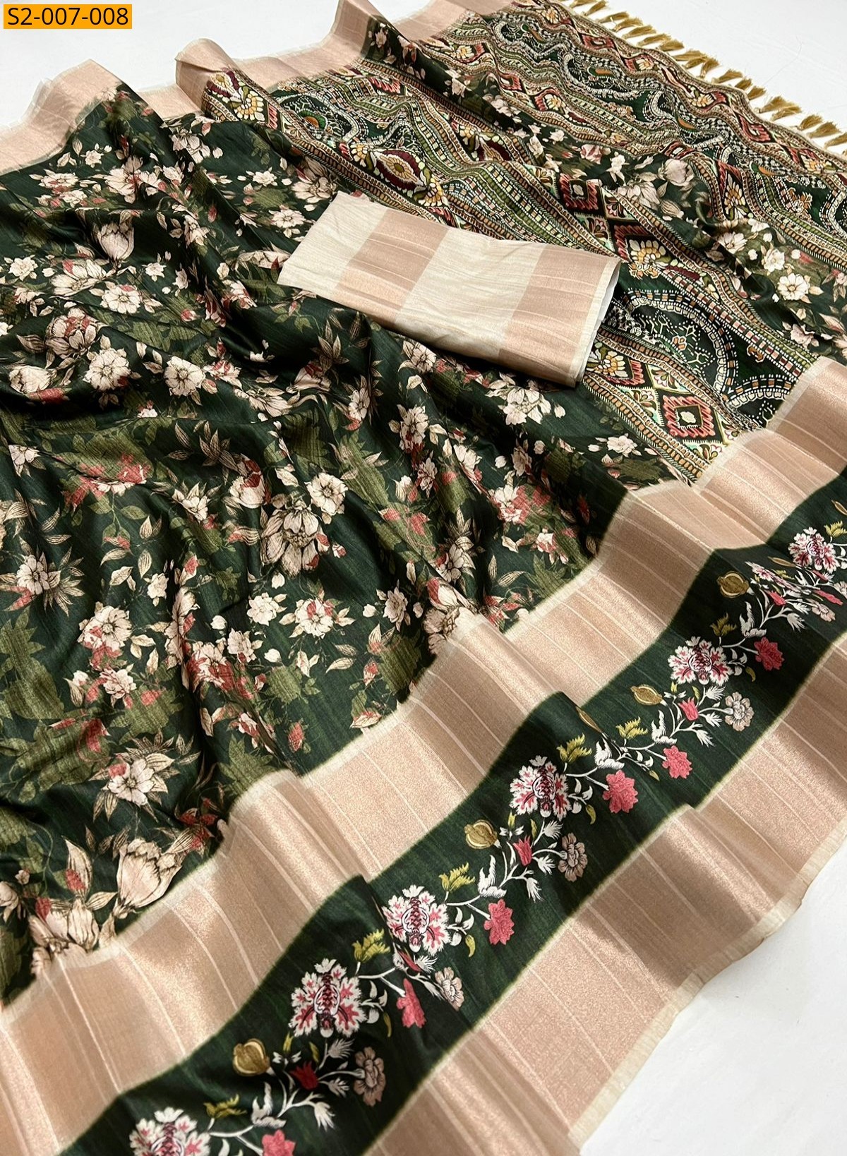Green Soft tussar silk sarees